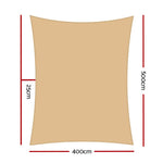 Instahut Shade Sail 4x5m Rectangle 280GSM 98% Sand Shade Cloth - Home & Garden > Shading