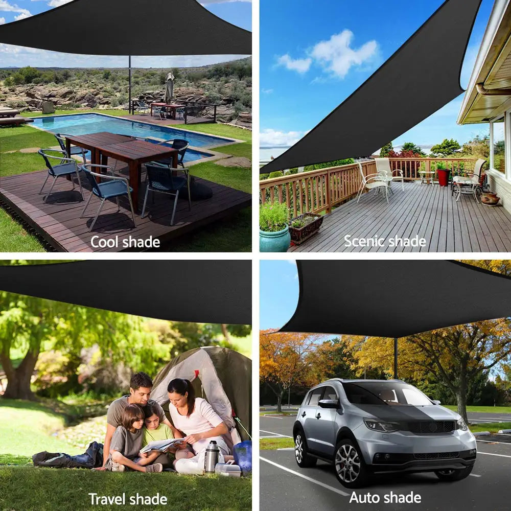 Instahut Shade Sail 4x6m Rectangle 280GSM 98% Black Shade Cloth - Home & Garden > Shading