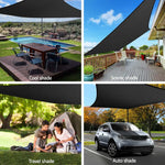 Instahut Shade Sail 4x6m Rectangle 280GSM 98% Black Shade Cloth - Home & Garden > Shading