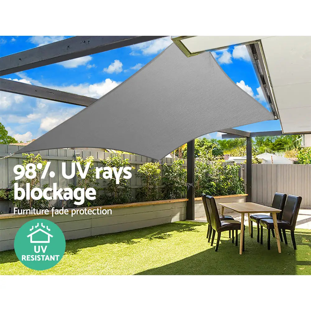Instahut Shade Sail 4x6m Rectangle 280GSM 98% Grey Shade Cloth - Home & Garden > Shading