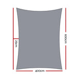 Instahut Shade Sail 4x6m Rectangle 280GSM 98% Grey Shade Cloth - Home & Garden > Shading