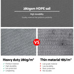 Instahut Shade Sail 4x6m Rectangle 280GSM 98% Grey Shade Cloth - Home & Garden > Shading