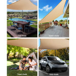 Instahut Shade Sail 4x6m Rectangle 280GSM 98% Sand Shade Cloth - Home & Garden > Shading