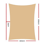 Instahut Shade Sail 4x6m Rectangle 280GSM 98% Sand Shade Cloth - Home & Garden > Shading