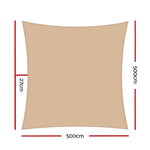 Instahut Shade Sail 5x5m Square 280GSM 98% Sand Shade Cloth - Home & Garden > Shading
