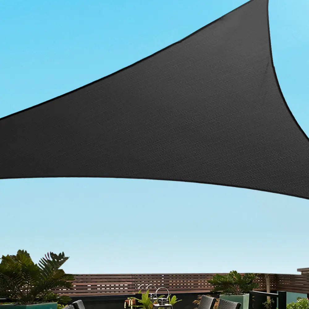 Instahut Shade Sail 5x5x5m Triangle 280GSM 98% Black Shade Cloth - Home & Garden > Shading