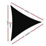 Instahut Shade Sail 5x5x5m Triangle 280GSM 98% Black Shade Cloth - Home & Garden > Shading