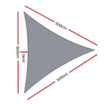 Instahut Shade Sail 5x5x5m Triangle 280GSM 98% Grey Shade Cloth - Home & Garden > Shading