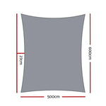 Instahut Shade Sail 5x6m Rectangle 280GSM 98% Grey Shade Cloth - Home & Garden > Shading