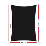 Instahut Shade Sail 5x7m Rectangle 280GSM 98% Black Shade Cloth - Home & Garden > Shading