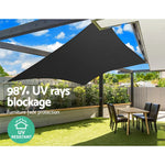 Instahut Shade Sail 5x7m Rectangle 280GSM 98% Black Shade Cloth - Home & Garden > Shading