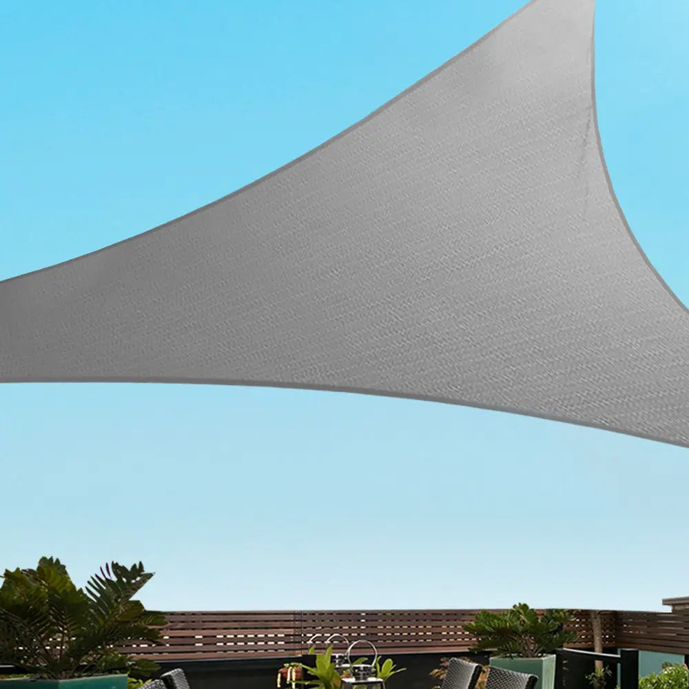 Instahut Shade Sail 6x6x6m Triangle 280GSM 98% Grey Shade Cloth - Home & Garden > Shading