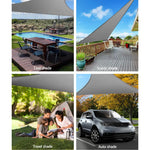 Instahut Shade Sail 6x6x6m Triangle 280GSM 98% Grey Shade Cloth - Home & Garden > Shading
