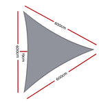 Instahut Shade Sail 6x6x6m Triangle 280GSM 98% Grey Shade Cloth - Home & Garden > Shading