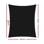 Instahut Shade Sail 6x7m Rectangle 280GSM 98% Black Shade Cloth - Home & Garden > Shading