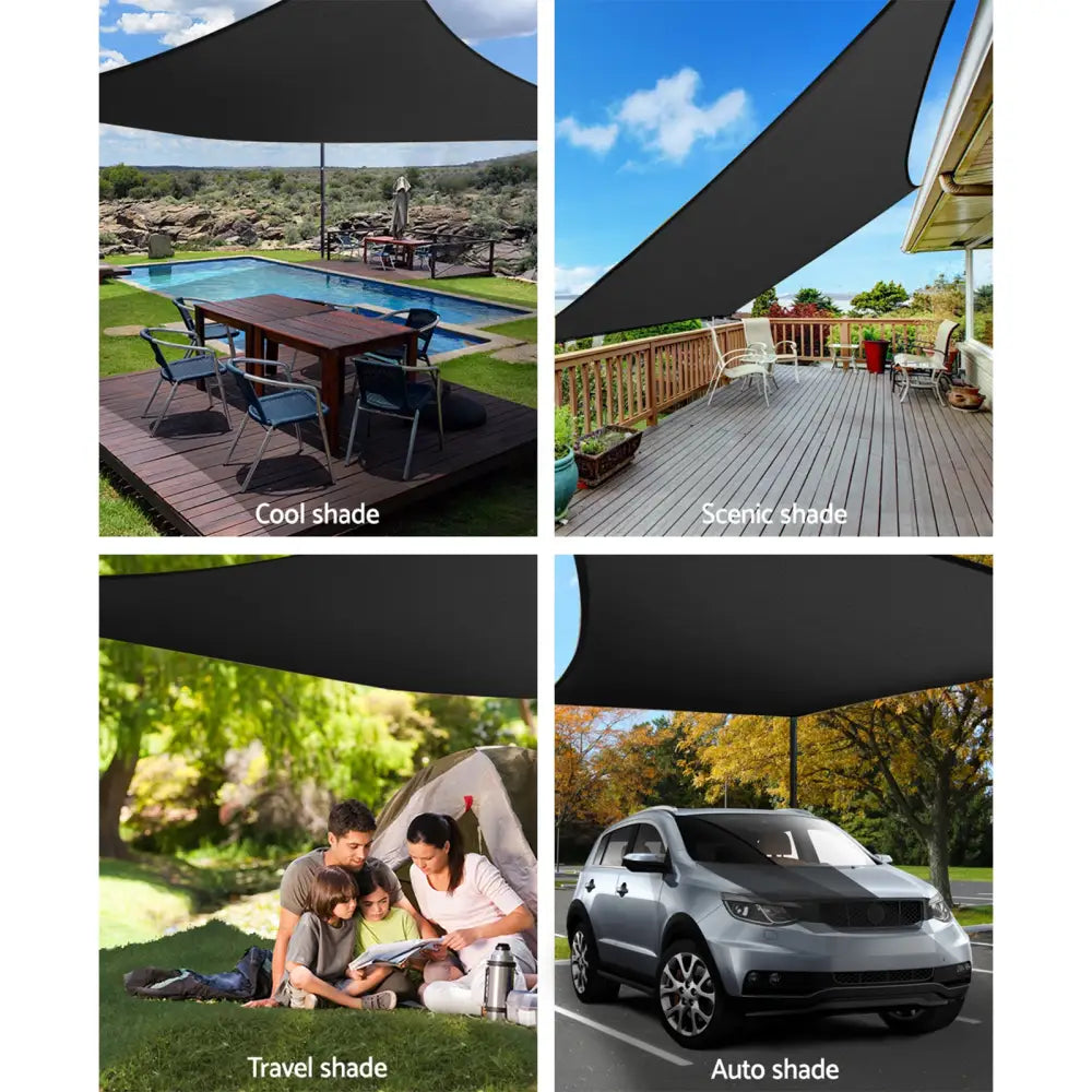 Instahut Shade Sail 6x7m Rectangle 280GSM 98% Black Shade Cloth - Home & Garden > Shading