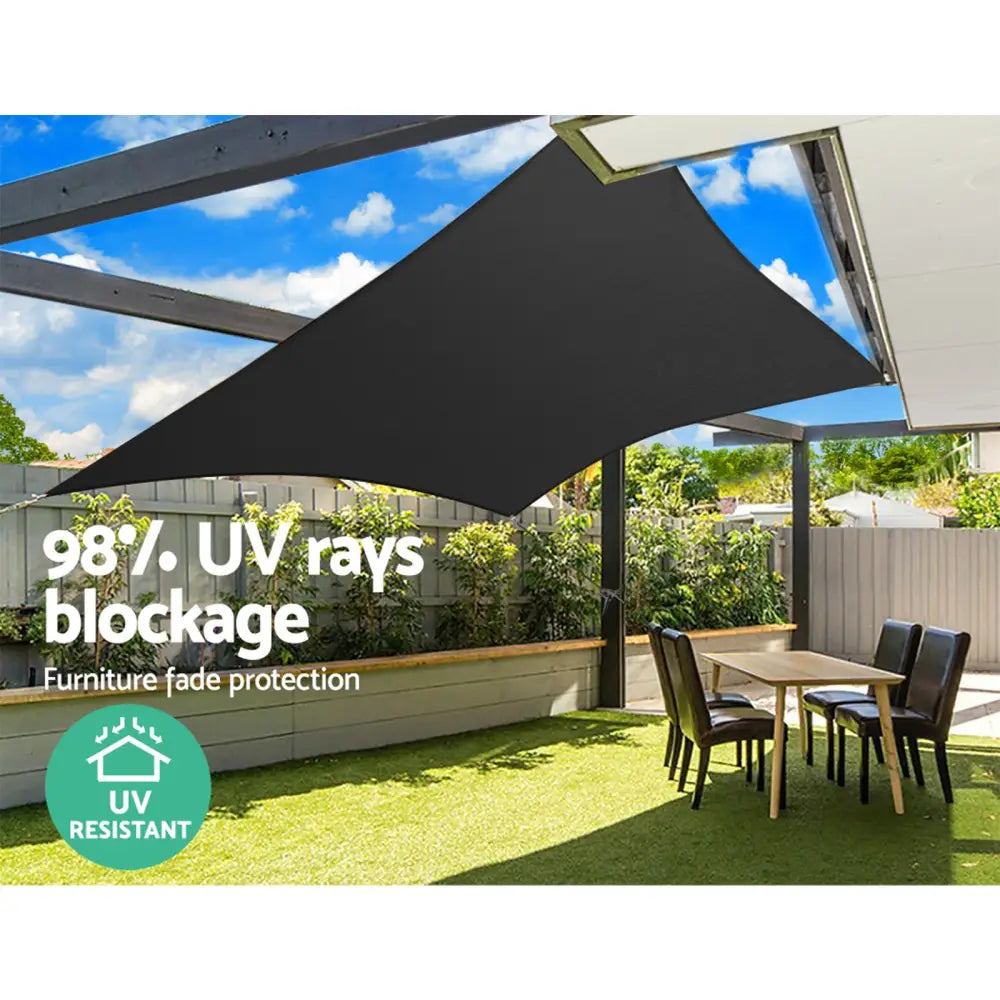Instahut Shade Sail 6x7m Rectangle 280GSM 98% Black Shade Cloth - Home & Garden > Shading