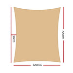 Instahut Shade Sail 6x7m Rectangle 280GSM 98% Sand Shade Cloth - Home & Garden > Shading