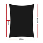 Instahut Shade Sail 6x8m Rectangle 280GSM 98% Black Shade Cloth - Home & Garden > Shading