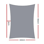 Instahut Shade Sail 6x8m Rectangle 280GSM 98% Grey Shade Cloth - Home & Garden > Shading