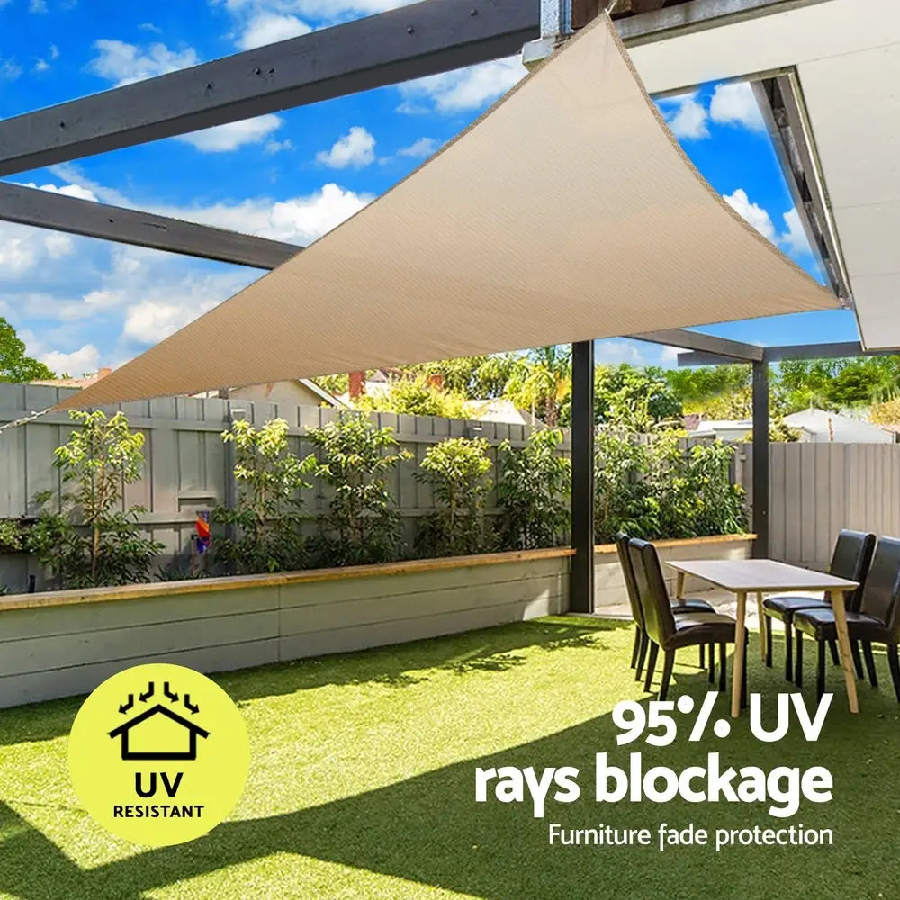 Instahut Shade Sail Cloth Shadecloth Triangle Sun Canopy 6.1x6.1x6.1M - Home & Garden > Shading > Umbrellas & Sunshades