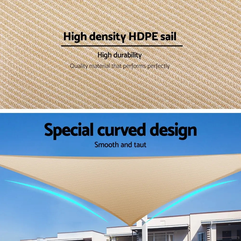 Instahut Shade Sail Cloth Shadecloth Triangle Sun Canopy 6.1x6.1x6.1M - Home & Garden > Shading > Umbrellas & Sunshades