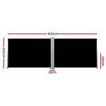 Instahut Side Awning Outdoor Blinds Sun Shade Retractable Screen 2X6M BK - Home & Garden > Shading
