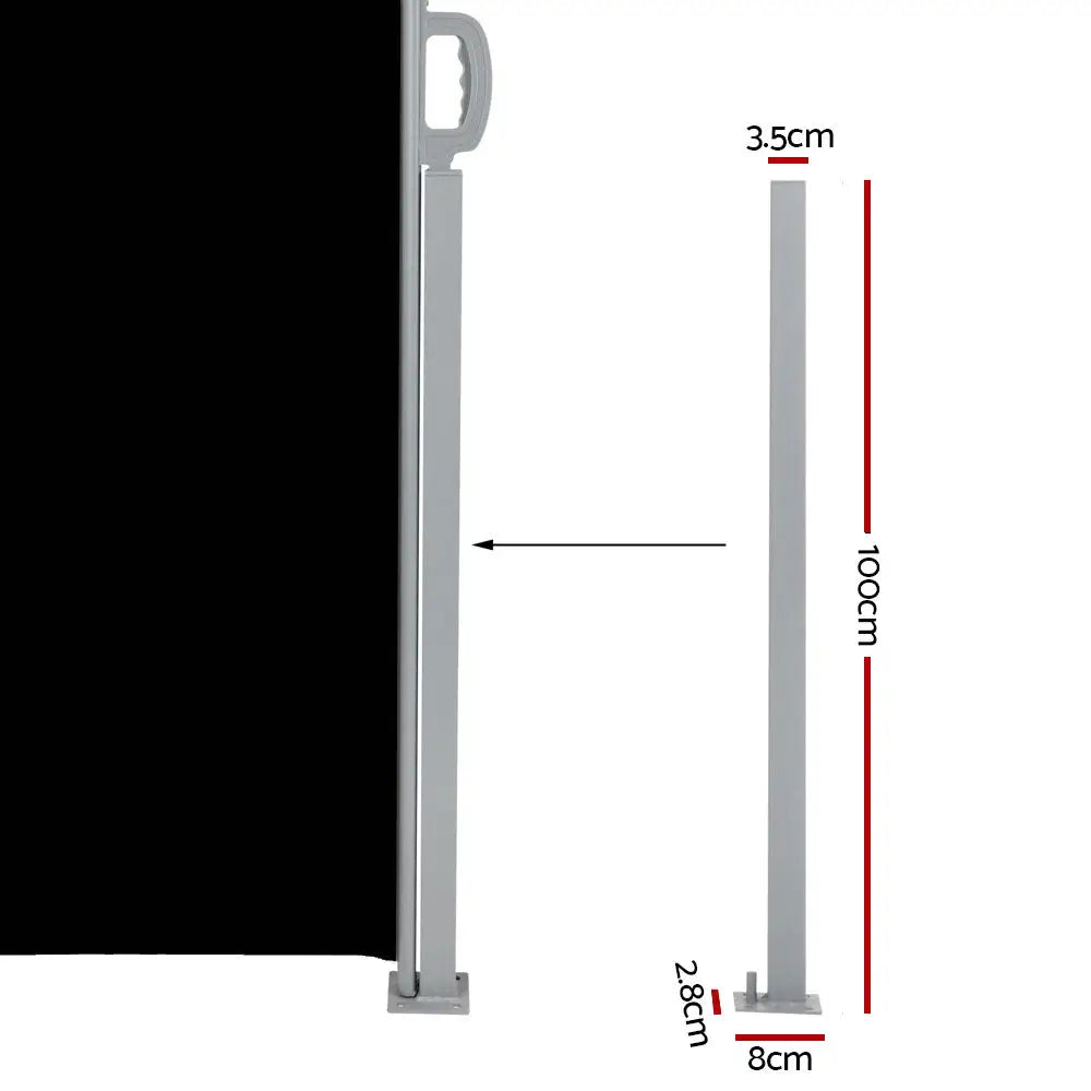 Instahut Side Awning Outdoor Blinds Sun Shade Retractable Screen 2X6M BK - Home & Garden > Shading