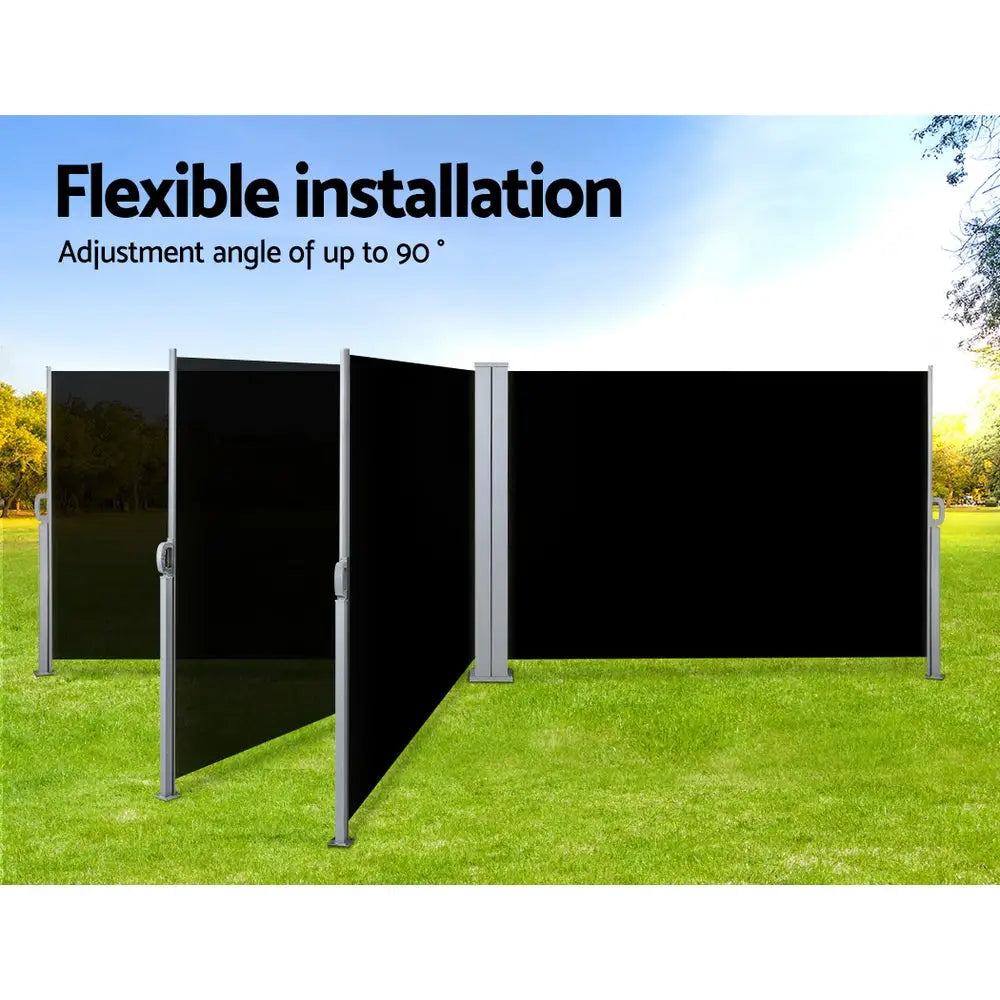 Instahut Side Awning Outdoor Blinds Sun Shade Retractable Screen 2X6M BK - Home & Garden > Shading