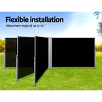 Instahut Side Awning Outdoor Blinds Sun Shade Retractable Screen 2X6M BK - Home & Garden > Shading