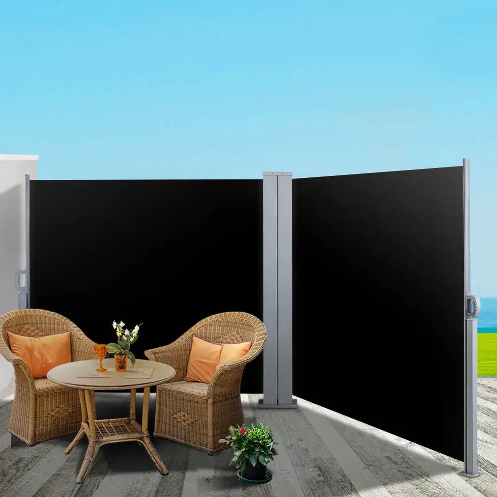 Instahut Side Awning Outdoor Blinds Sun Shade Retractable Screen 2X6M BK - Home & Garden > Shading