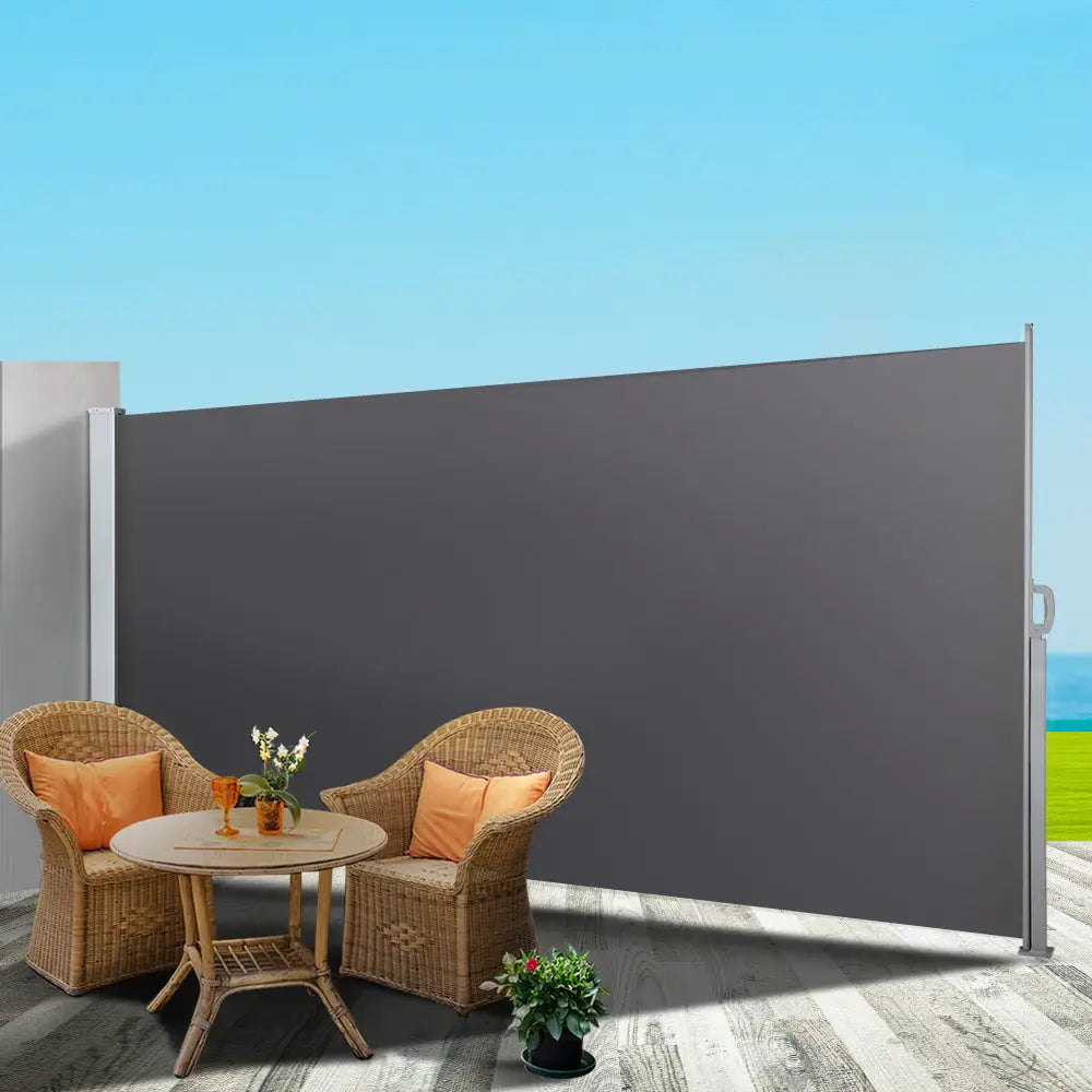 Instahut Side Awning Sun Shade Outdoor Blinds Retractable Screen 1.4X3M GR - Home & Garden > Shading