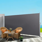 Instahut Side Awning Sun Shade Outdoor Blinds Retractable Screen 1.4X3M GR - Home & Garden > Shading
