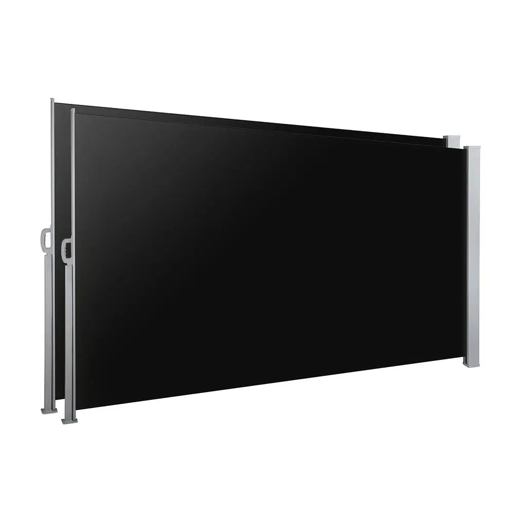 Instahut Side Awning Sun Shade Outdoor Retractable Privacy Screen 2X3M Black X2 - Home & Garden > Shading