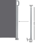 Instahut Side Awning Sun Shade Outdoor Retractable Privacy Screen 2MX6M Grey - Home & Garden > Shading