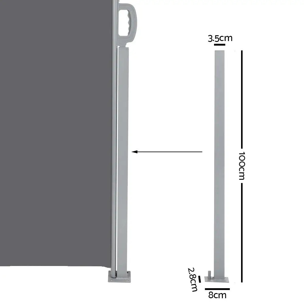 Instahut Side Awning Sun Shade Outdoor Retractable Privacy Screen 2MX6M Grey - Home & Garden > Shading