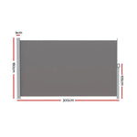 Instahut Side Awning Sun Shade Outdoor Retractable Privacy Screen 1.8X3M Grey - Home & Garden > Shading
