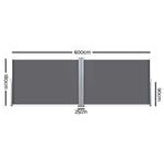 Instahut Side Awning Sun Shade Outdoor Retractable Privacy Screen 1.8MX6M Grey - Home & Garden > Shading