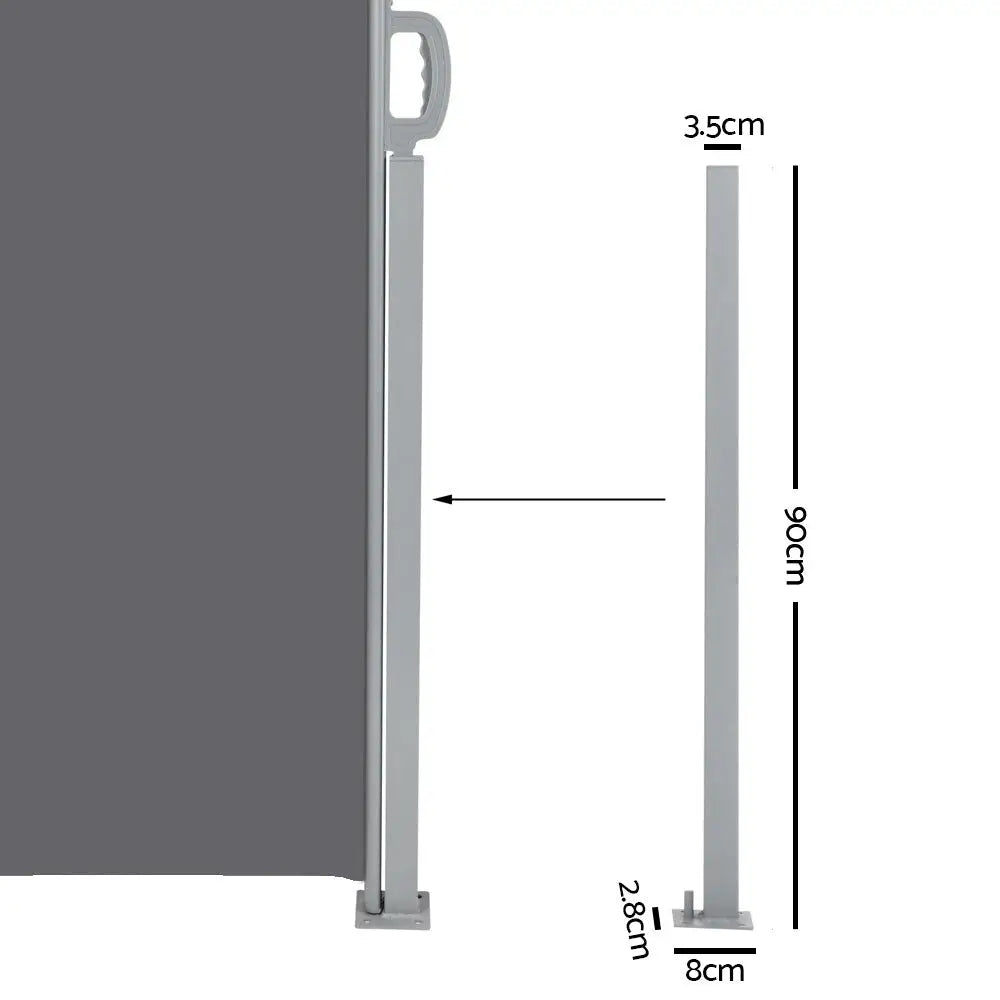 Instahut Side Awning Sun Shade Outdoor Retractable Privacy Screen 1.8MX6M Grey - Home & Garden > Shading