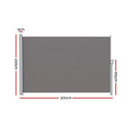 Instahut Side Awning Sun Shade Outdoor Retractable Privacy Screen 2X3M Grey - Home & Garden > Shading
