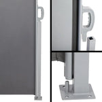 Instahut Side Awning Sun Shade Outdoor Retractable Privacy Screen 2MX6M Grey - Home & Garden > Shading