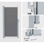 Instahut Side Awning Sun Shade Outdoor Retractable Privacy Screen 2X3M Grey - Home & Garden > Shading