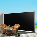 Instahut Side Awning Sun Shade Outdoor Retractable Privacy Screen 2X3M Black X2 - Home & Garden > Shading