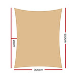Instahut Waterproof Shade Sail 3x5m Rectangle Sand 95% Shade Cloth - Home & Garden > Shading