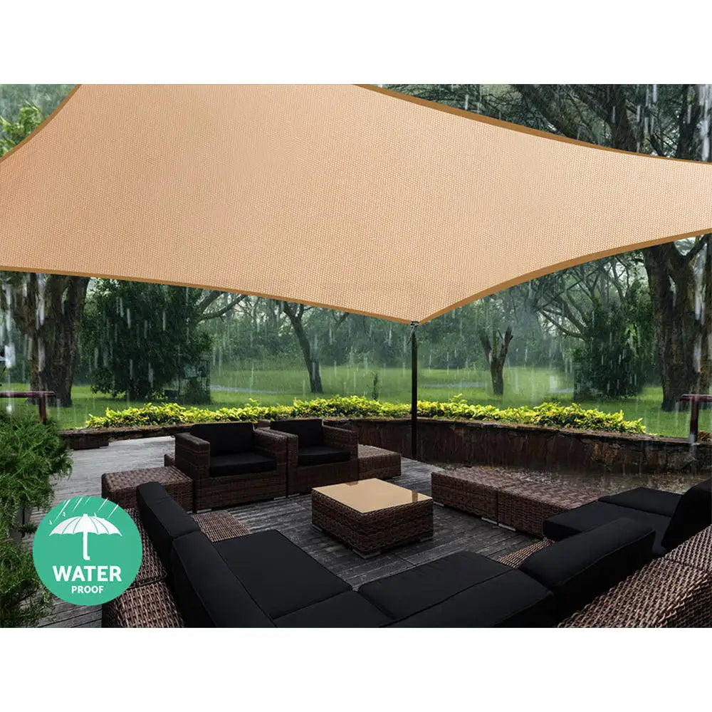 Instahut Waterproof Shade Sail 4x5m Rectangle Sand 95% Shade Cloth - Home & Garden > Shading
