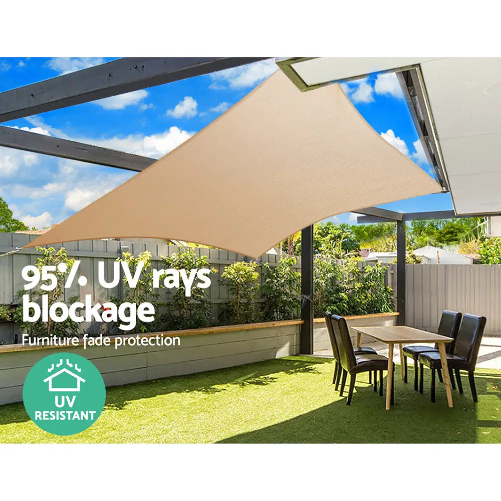 Instahut Waterproof Shade Sail 4x5m Rectangle Sand 95% Shade Cloth - Home & Garden > Shading