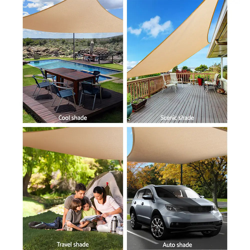 Instahut Waterproof Shade Sail 4x5m Rectangle Sand 95% Shade Cloth - Home & Garden > Shading