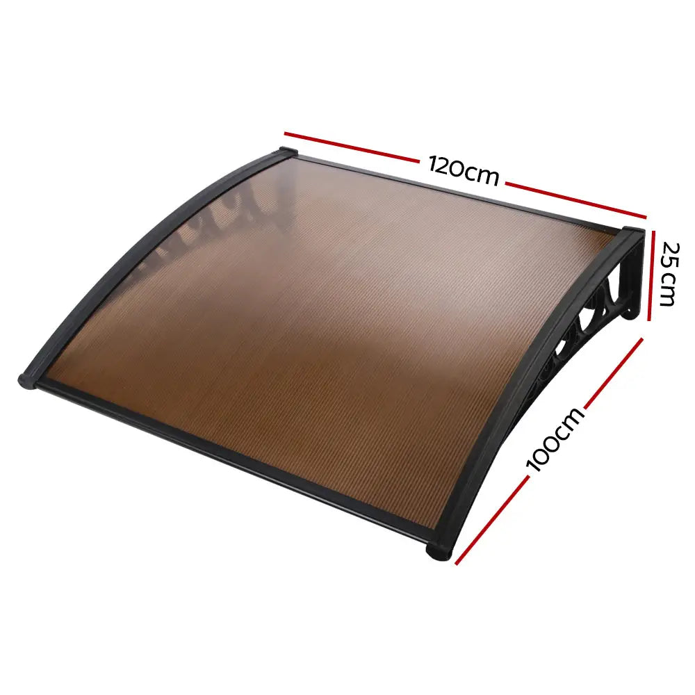 Instahut Window Door Awning 1mx1.2m Brown Hollow Sheet Plastic Frame - Home & Garden > Shading