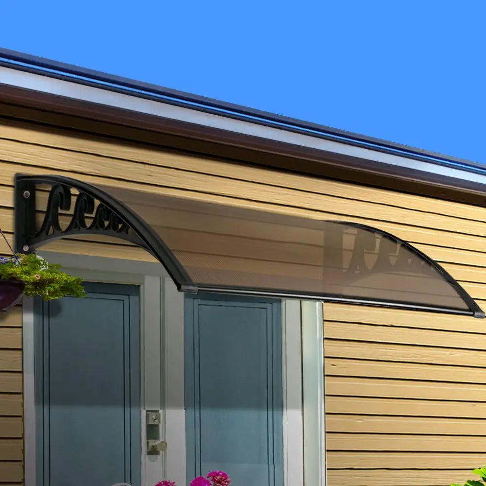 Instahut Window Door Awning 1mx1.2m Brown Hollow Sheet Plastic Frame - Home & Garden > Shading