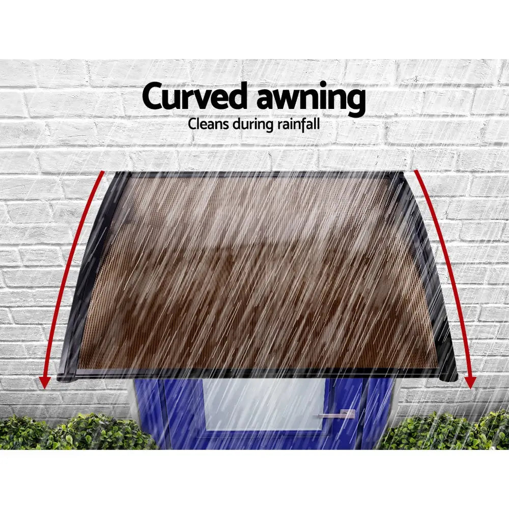 Instahut Window Door Awning 1mx2.4m Brown Hollow Sheet Plastic Frame - Home & Garden > Shading